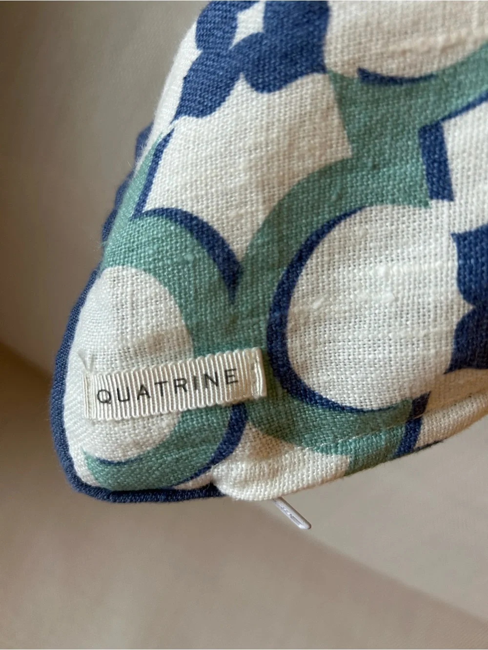 QUATRINE 22” Down-Filled Linen Geometric Pattern Custom-Made Pillow